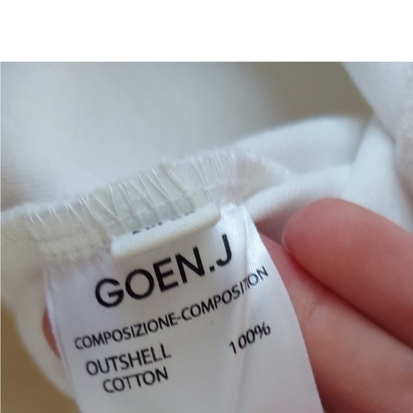 GOEN.J Top White Bell Sleeve Sleeve Cotton Pullover Peplum Ruffle Short Sleeve 6 - Picture 6 of 7